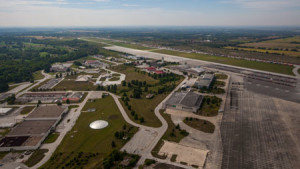 aerial of Richards-Gebaur with Kansas City Southern