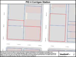 Map of Corrigan Station PID between Main and Walnut at 19th Street