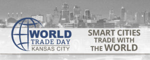 Smart CIties trade with the World Graphic with Kansas City Skyline