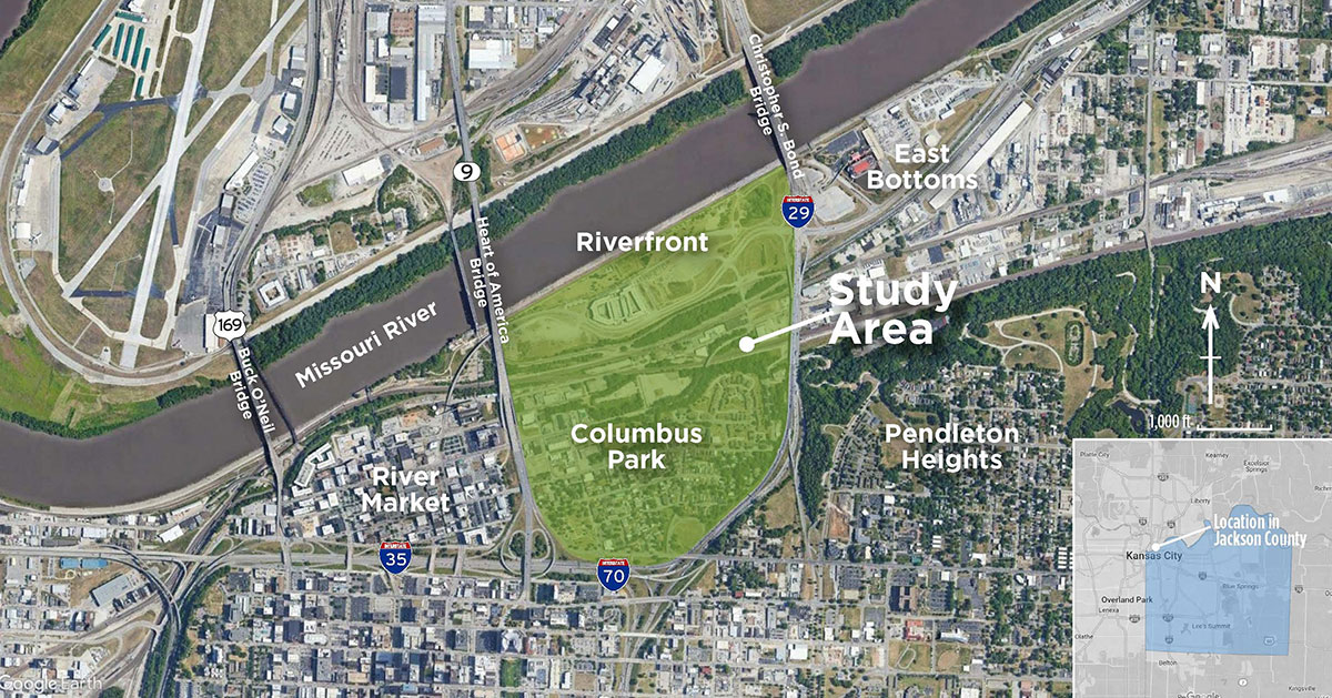 Project area map for the Berkley Riverfront Connectivity Study